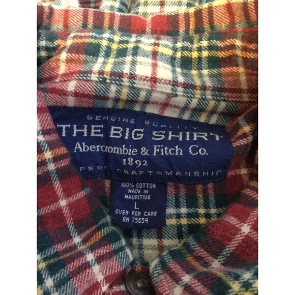 Abercrombie & Fitch Mens Flannel The Big Shirt Multicolor Plaid 100% Cotton Larg - Picture 4 of 7